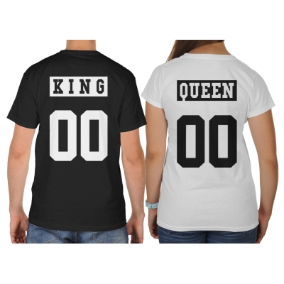 Koszulki dla par zakochanych komplet 2 szt King Queen numer 3